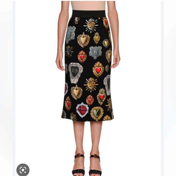 Printed Cady Straight Midi Skirt dolce Gabbana retail $2,500 sold - Picture 3 of 16
